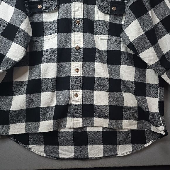 Field & Stream Flannel Shirt Men L Buffalo Plaid Black White Long Sleeve Outdoor - Picture 4 of 10